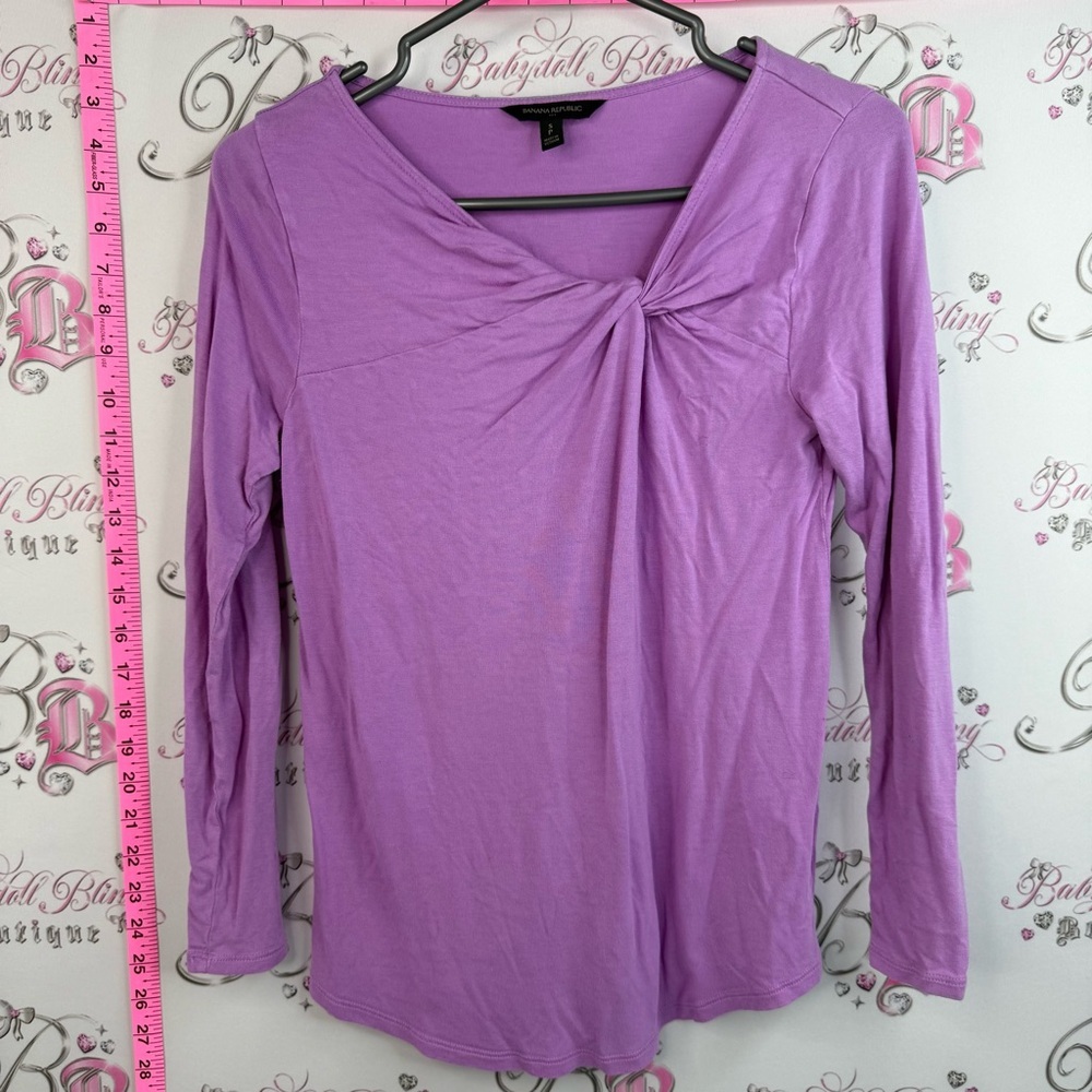 Banana Republic long sleeve bright purple Lavender Twist-Front Long Sleeve Top